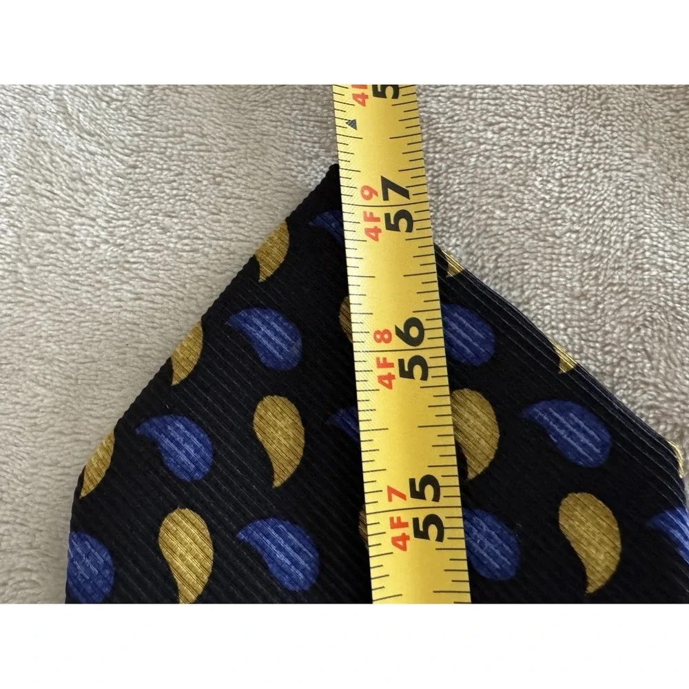 Giacomo De Senese Milano Silk Tie Black Blue‎ Gold Paisley Italian Designer Tie